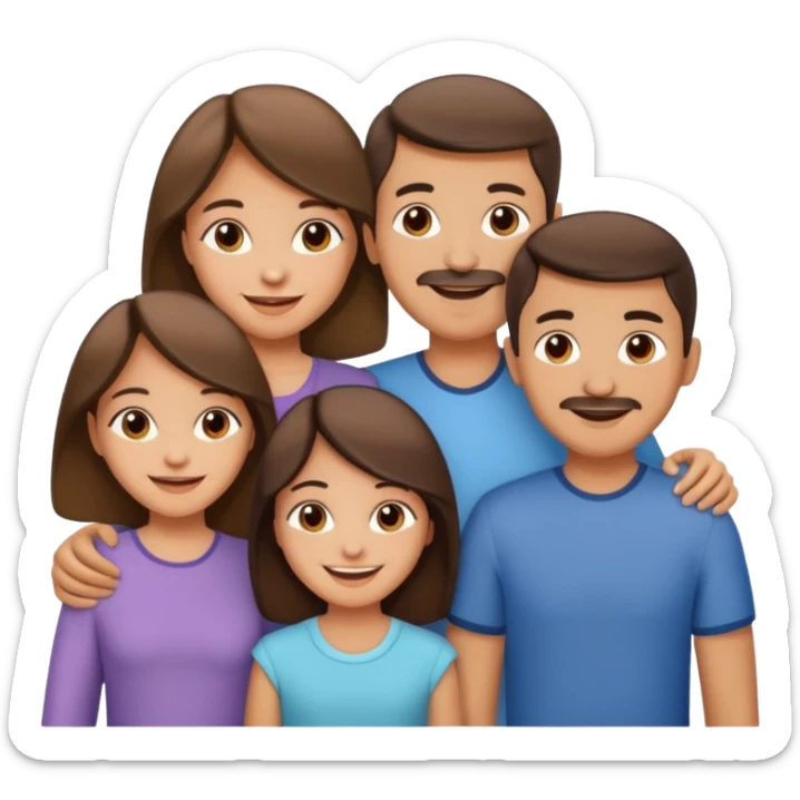Happy family of 5: mom, dad, sisters and brother sticker