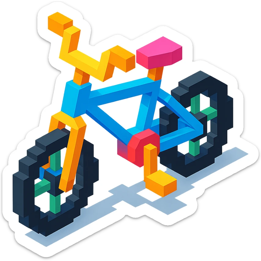 isometric view of a BMX bicycle in voxel style sticker