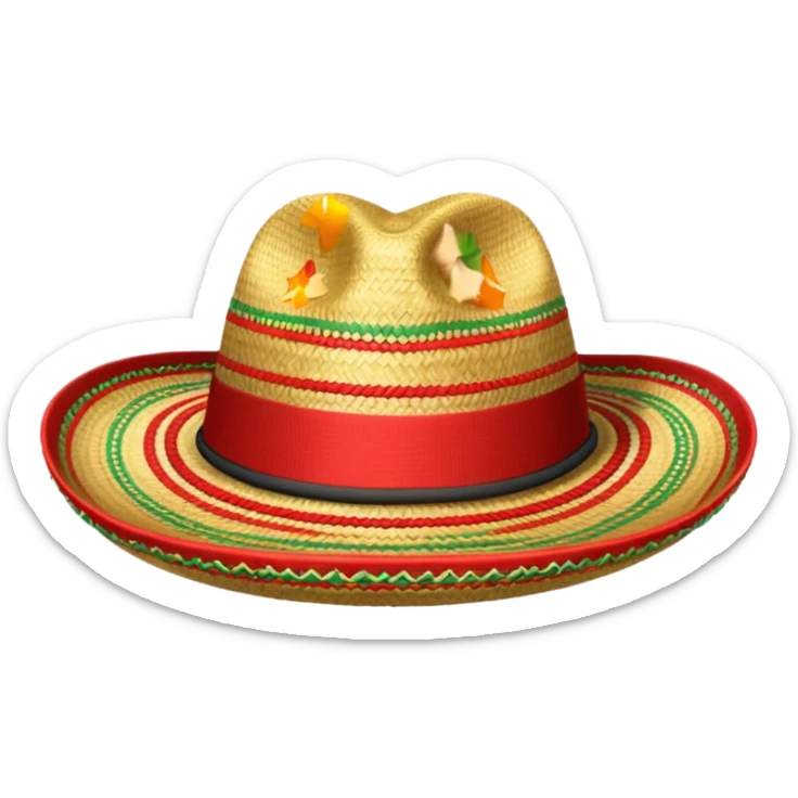 Sombrero de paja con una tira roja en la parte central sin ninguna soporte solo una tira como el de abajo a la derecha sin la flor y sin la tira roja en la parte saliente  sticker