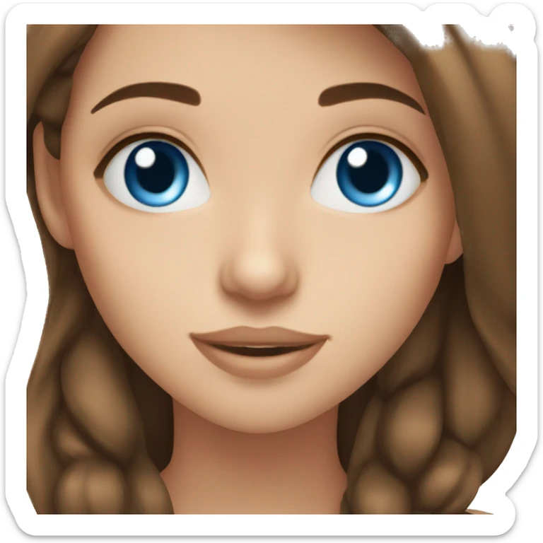 Pretty girl brown hair blue eyes sticker