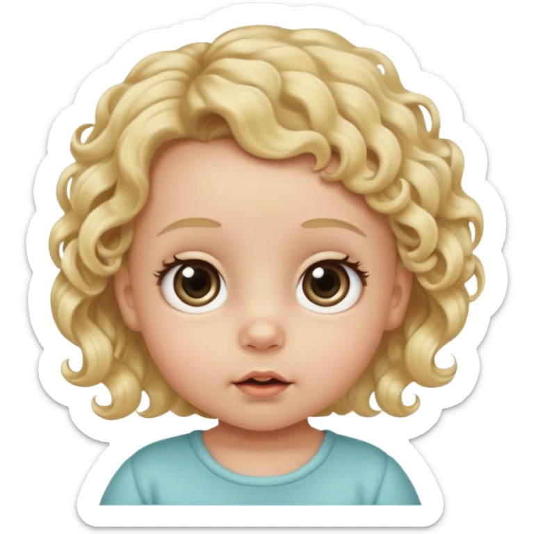 The head of a cherubic infant baby with a single curl tuff of hair and big dreamy eyes and extra long eyelashes sticker