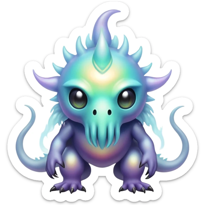 Apocalyptic dystopian foggy steamy iridescent aesthetic-scenery-Fakémon-creature sticker