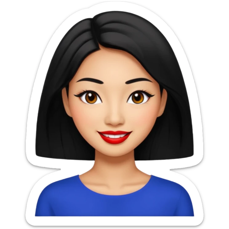 asian tanned beauty standard, pretty bratz baddie, black Eyeliner, she's smiling. sticker