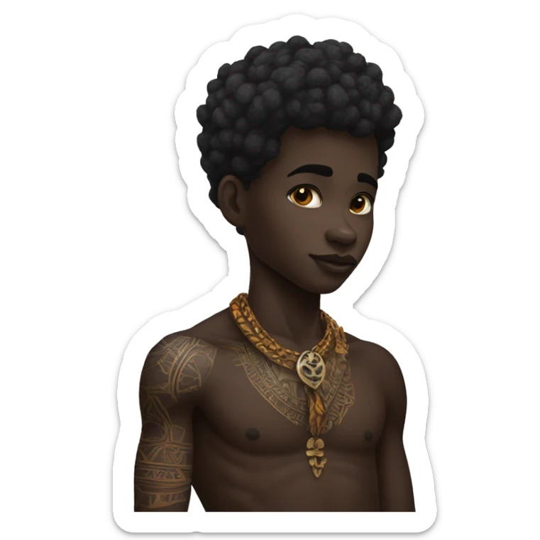 Un garçon de teint noir africain et un tatouage au cou  sticker