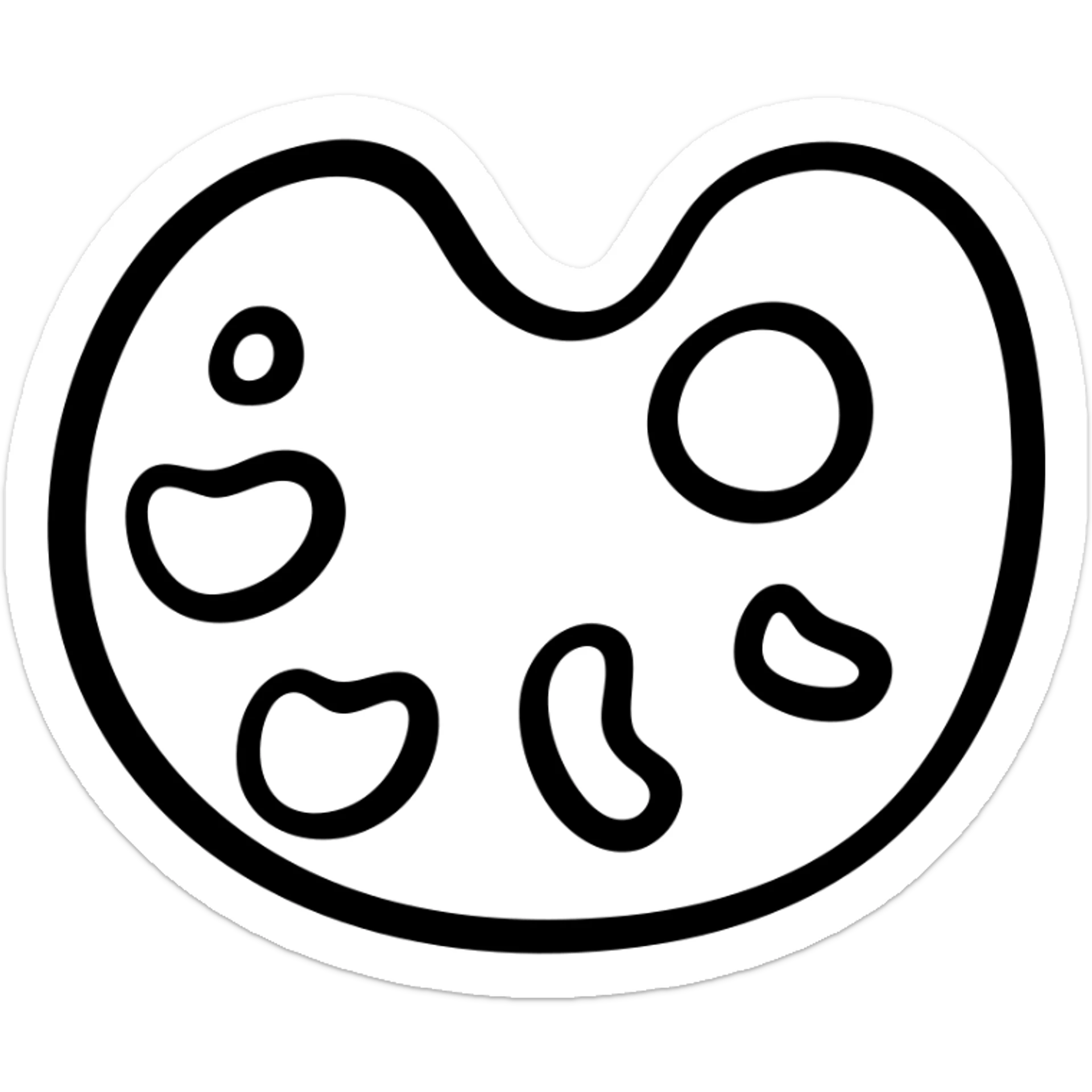 Detailed artist's palette with paint blobs and palette holes. Hand-drawn icon style with transparent background. sticker