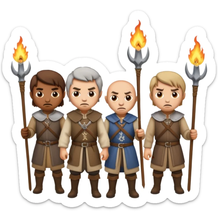 les villageois qui certains ont des fourches + torches sapé en moyen age sticker