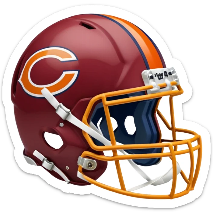 The Washington commanders football helmet and the Chicago Bears football helmet facing each other sticker