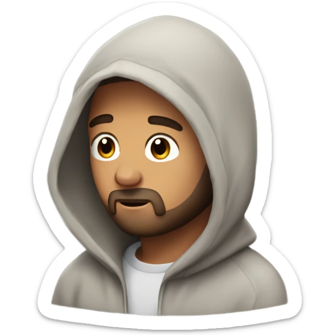 Handsome man with brown hairs and 3 days beard wearing a hoodie as he is praying sticker