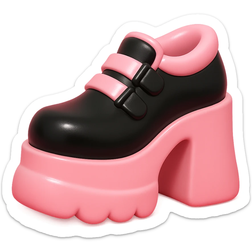 BLACKPINK-inspired gothic shoes, no hearts, black and pink, glossy and bold, vinyl figure style sticker