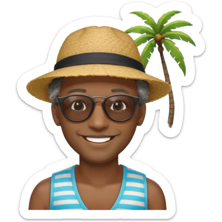 Black man salt n pepper hair smiling with blonde in love on beach make his hair black sticker