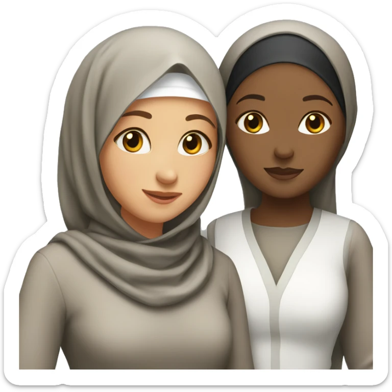 Muslim girl and Christian girl besties sticker