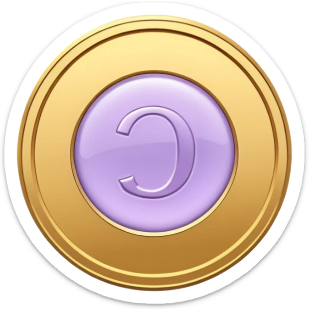 I need you to recreate this image exactly as is but make the color of the coin a ver light purple hue give me three options with different hues of purple sticker