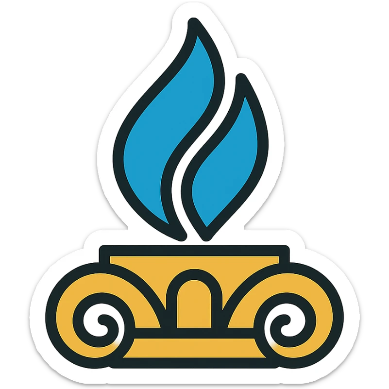 logo of South Pars Gas Complex with abstract gas flame, blue and gold colors, modern and formal style, no text sticker