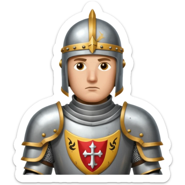 Hazme el emoji de un caballero medieval con actitud muy masculina en diversos estados de animos de los caballeros teutonicos pensativo sticker
