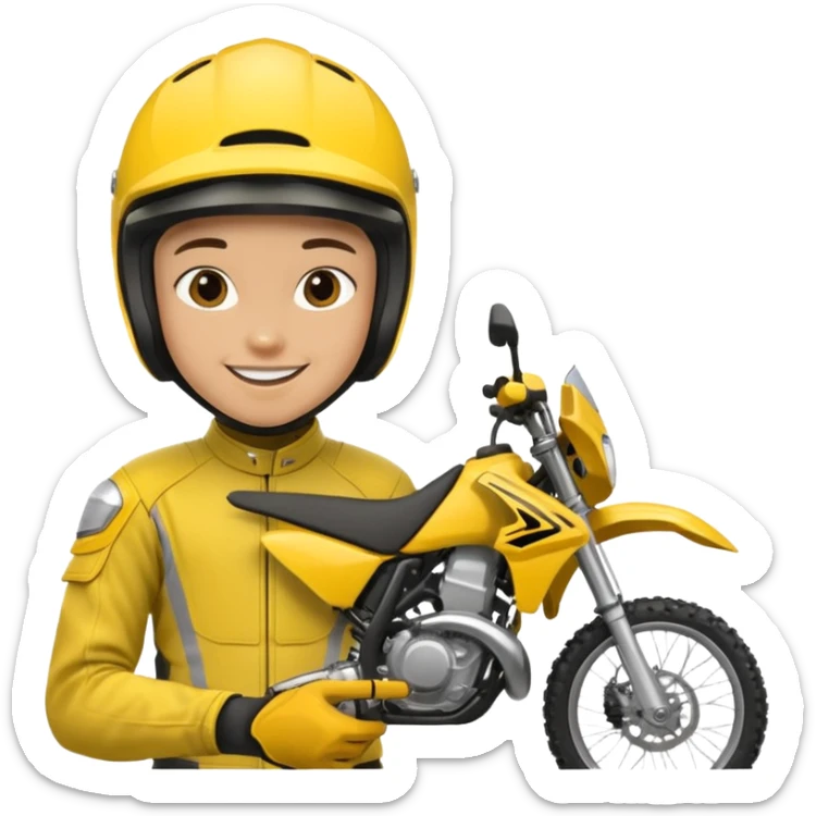 dirtbike rider in yellow gear signing autographs sticker