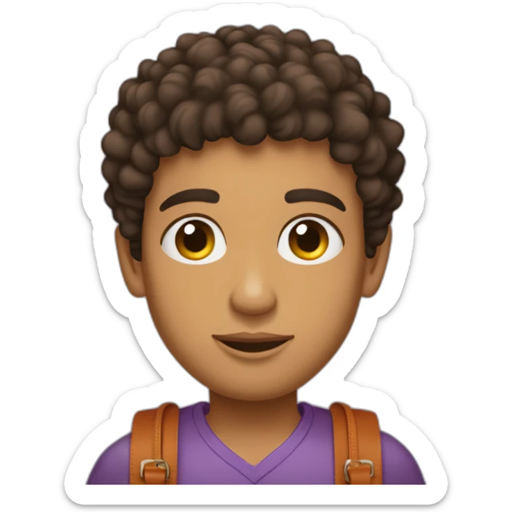 Skinny latino with short curly hairs and an Hermes Birking bag sticker