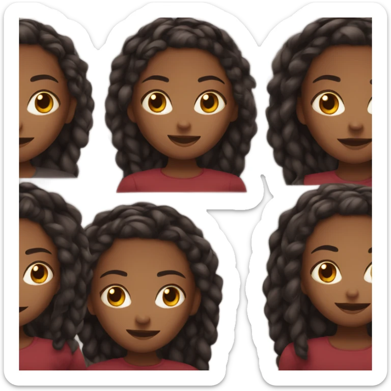 black girl with her hair out in braids and a dark red top on sticker