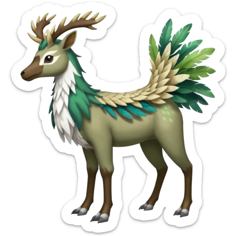 Stantler-Silvally-Skiddo-Mudbray-Amaura-Virizion-fusion-creature-hybrid (full body) sticker