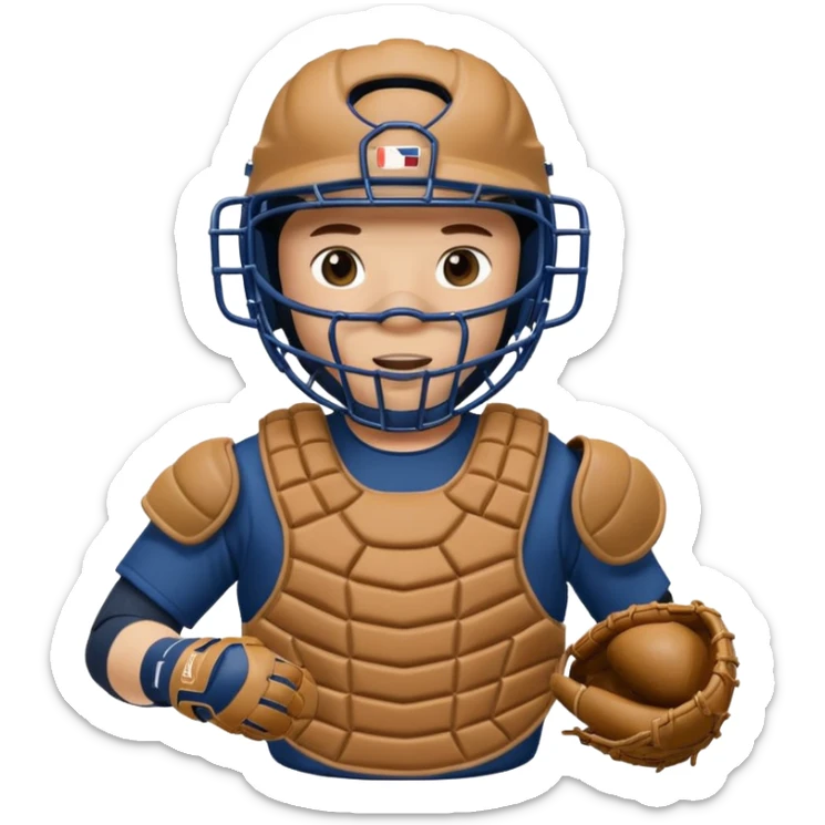 Baseball catcher, with glove up and in the foreground, ready to catch the ball sticker