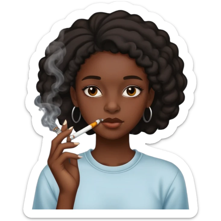 Teenage pretty dark skinned Black girl smoking a joint sticker