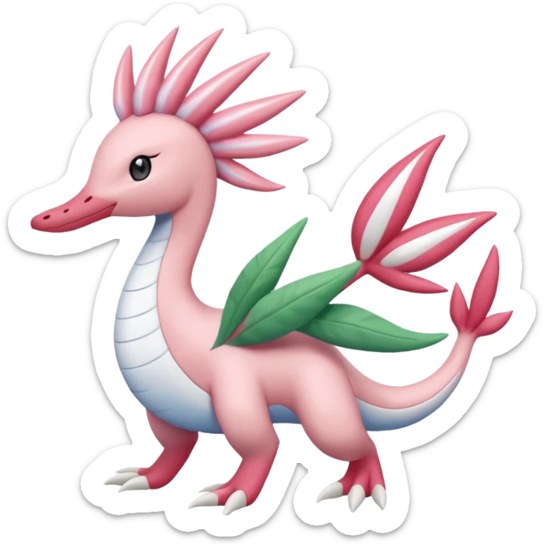 Tropical Pastel Glorious Mezprit-Milotic-Shaymin-Palkia-Pokémon-fusion, full body sticker