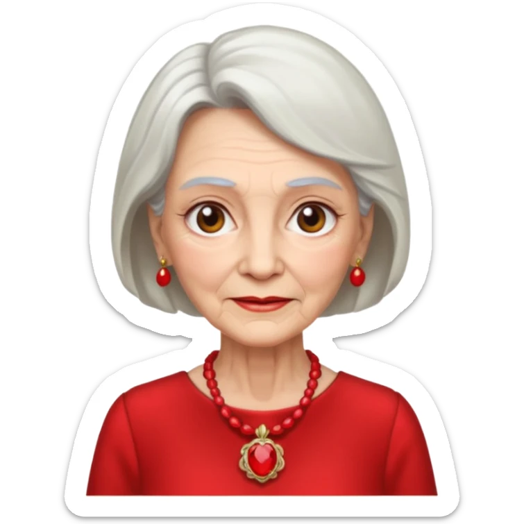 elderly woman with red dress and red necklace  sticker