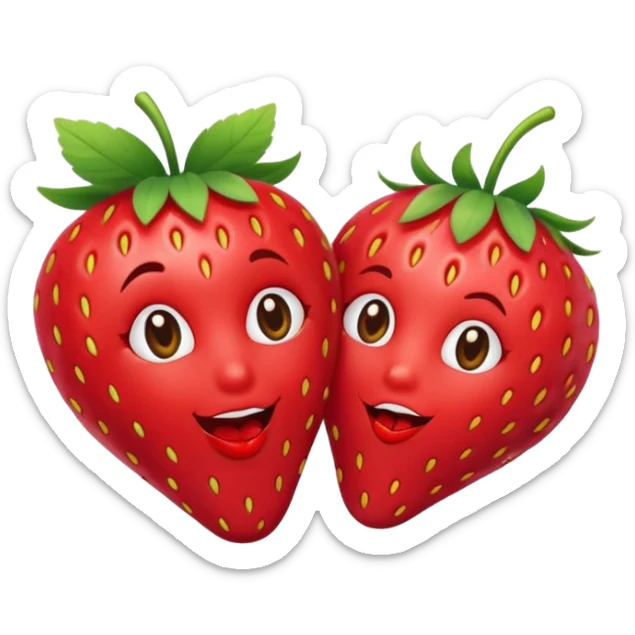 strawberry 🍓 and red kiss 💋 fashioned stylish little emoji for “slay” reaction sticker