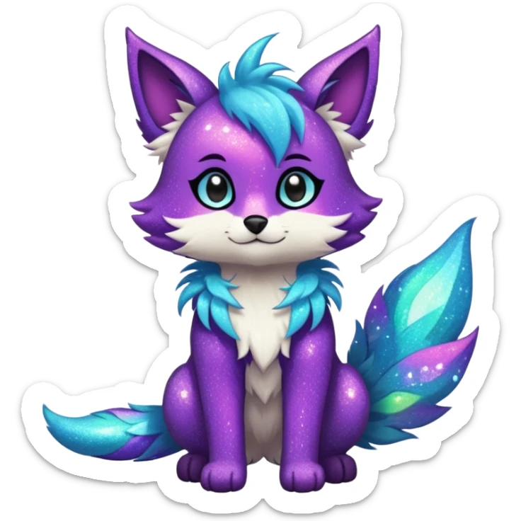Cool cute Kawaii edgy fantasy animal sparkle fursona Fionbri by griffsnuff & LiLaiRa & Falvie full body sticker