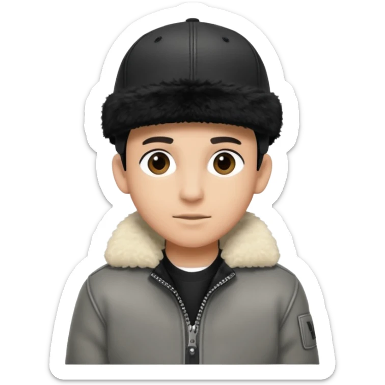 Cappellino New Era New York nero e persona con giubbotto di pecora grigio la pelliccia anche dove la zip sticker