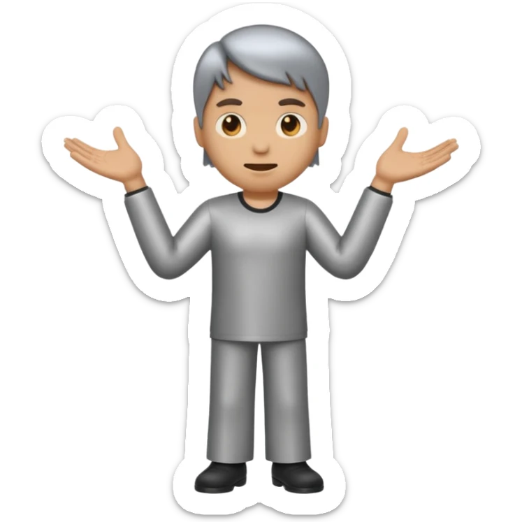 make an emoji of a man shrugging with the number 6 above his right hand and 7 above his left hand sticker