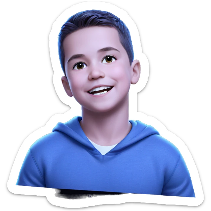 smiling boy in hoodie sticker