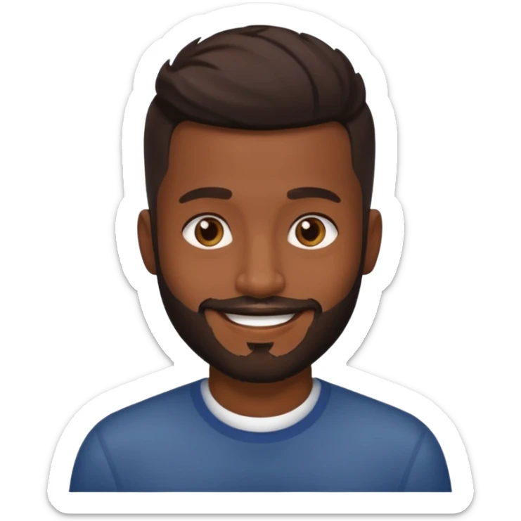 Dark brown skin man with a light beard and a fade haircut with dark brown eyes sticker