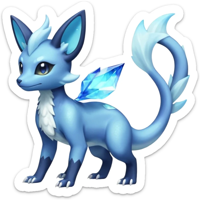 Shiny icy iridescent Pastel Nebulae Salandit-Meowstic-Umbreon-Fakémon-hybrid-creature (full body)  sticker