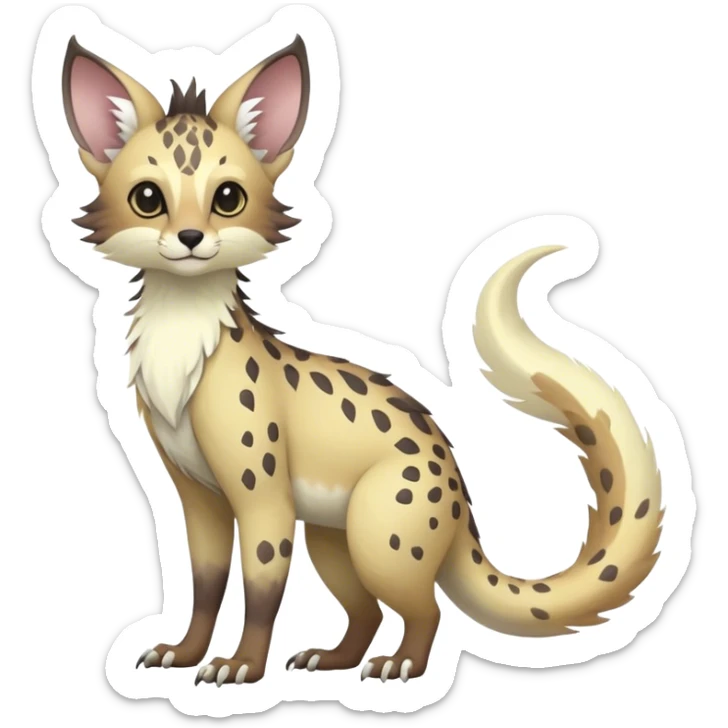 Feral Rare Fantasy pastel tropical Vernid-Trico-species by LiLaiRa, random markings, tufted tail, tufted ears, full body  sticker
