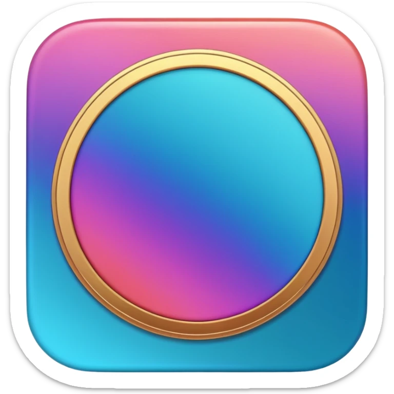 
One  Rotate 55 degree  coin color in in gradient of turquoise, blue, pink, purple, and coral sticker
