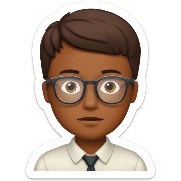 white boy brown skin head with glasses sticker