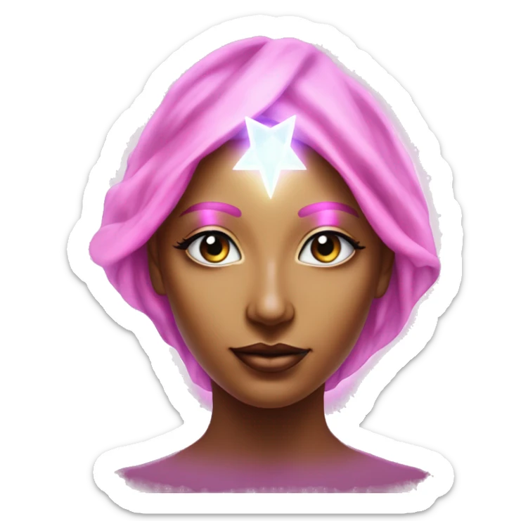 Pleiadian radiant glowing diva woman female third eye pink sticker