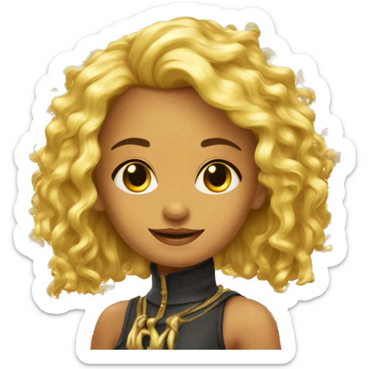 cabelo amarelo ate os ombros cor de pele beji menina com um golden olhos escuros com camizeta lilaz com um iphad lilaz sticker