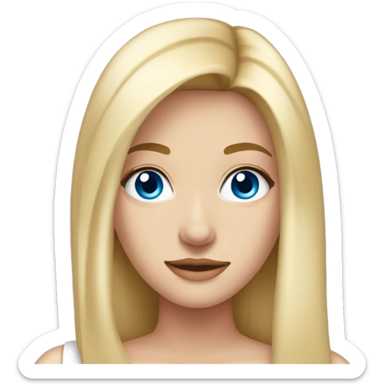 beautiful woman, long straight blonde hair, blue eyes, white tank top  sticker