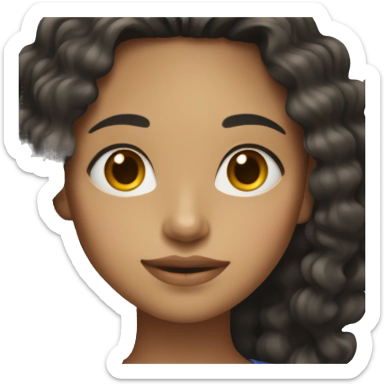 A young woman with light brown skin, very long black curly hair  sticker