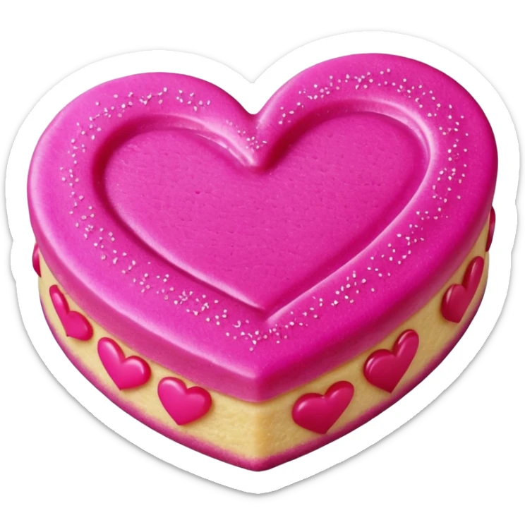 Realistic shortbread cookie in the shape of a heart with Fuchsia color jelly middle filling and sprinkled powder sugar on top. sticker