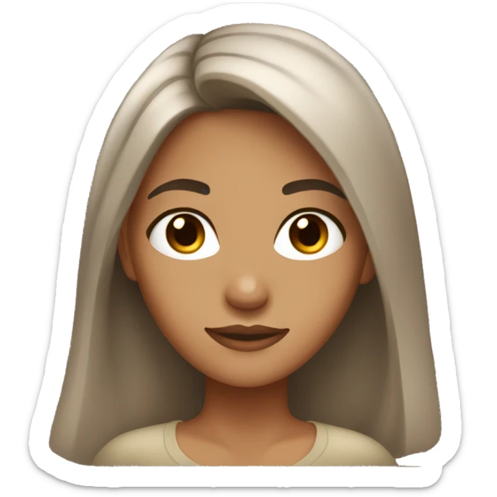 girl with dark long brown hair and tan skin with dark brown eyes  sticker