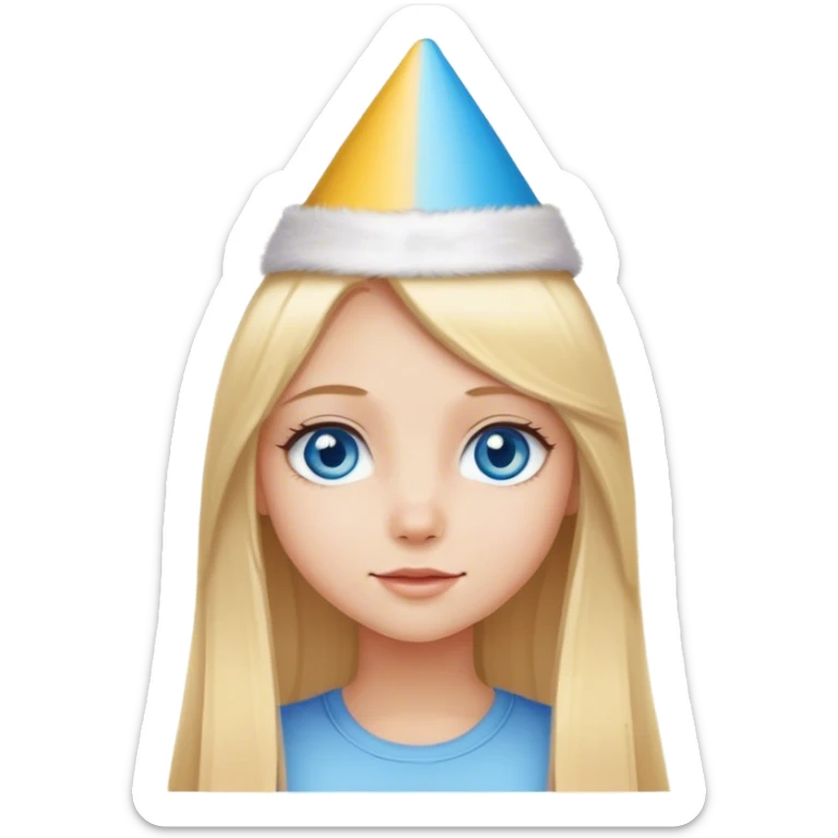 Blonde girl long straight hair blue eyes birthday sticker