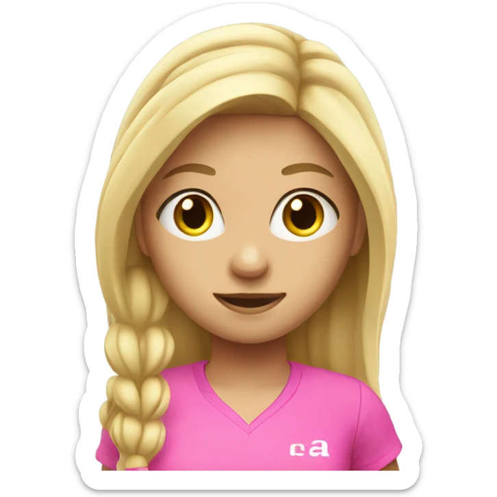 Tennis blonde girl in pink with long hair sticker