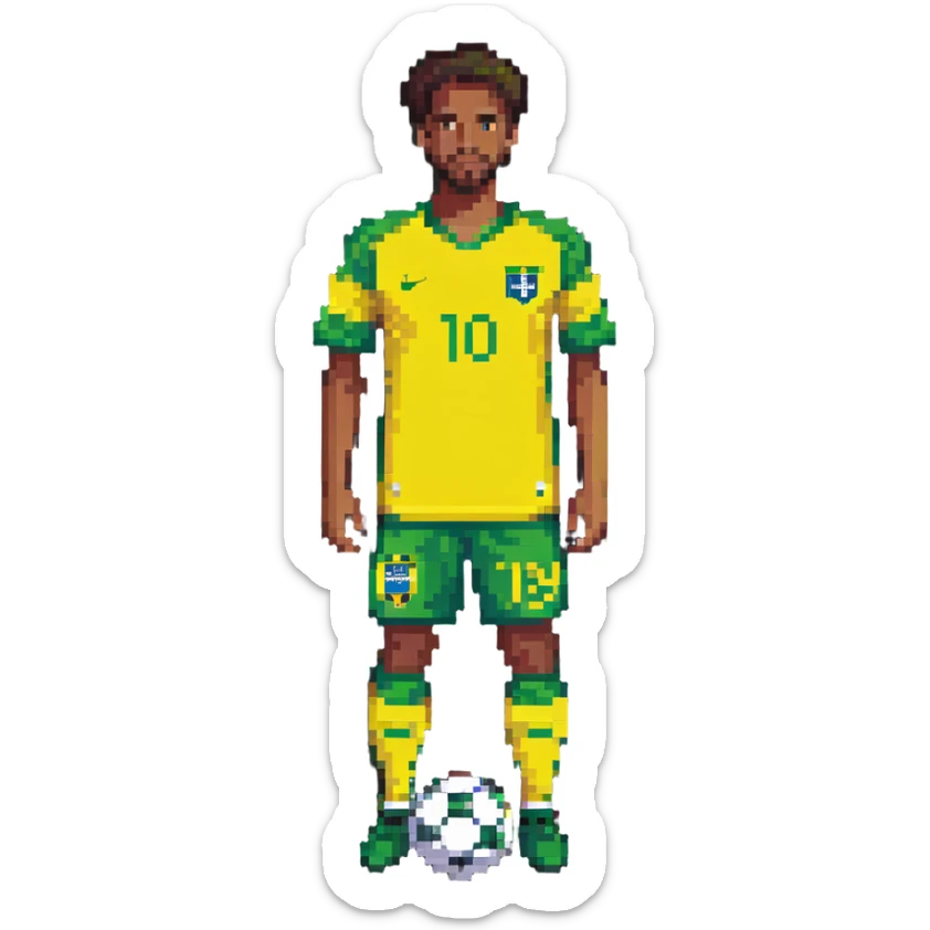 man wearing Brazilian soccer jersey, yellow and green colors sticker