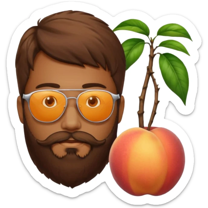 Créer emoji de un homme derrière une pêche avec un lit homme brun avec une barbe  et un lit  sticker
