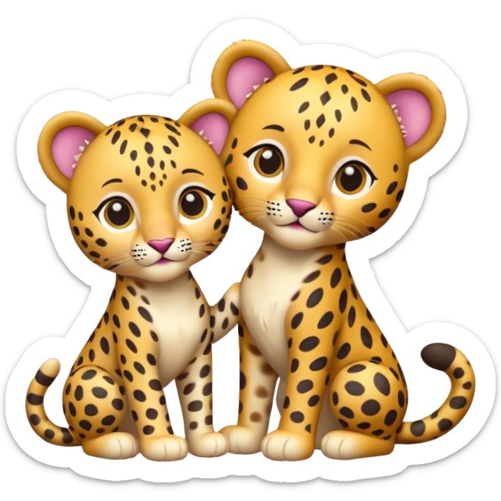 Isolated, detaile illustration of the most incredibly adorable baby leopard with his baby sister
figurine imaginable, toy style. sticker