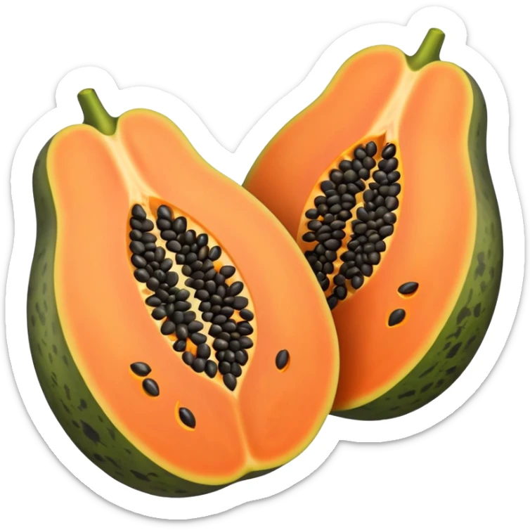I wanted to create a emoji of papaya fruit where its cut in half and its showing its seeds sticker