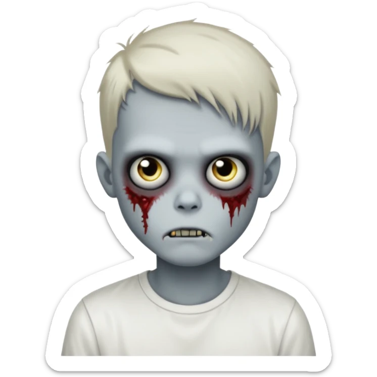 zombie boy with emo hair and white shirt sticker
