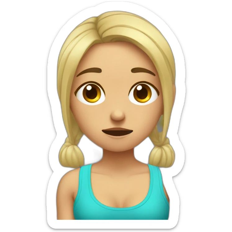 a sad, crying, emotional female fitness trainer weightlifting sticker